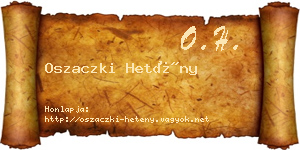 Oszaczki Hetény névjegykártya